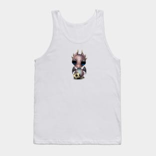 Cute Baby Dragon With Football Soccer Ball Tank Top